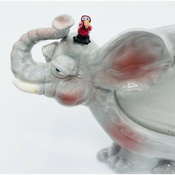 Russ Elephant & Dodo Bird Picture Frame 4x6 Photo Ceramic Trunk Up Friends Gray - Picture 4 of 7